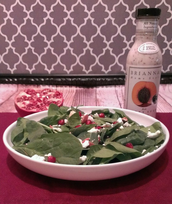 pomegranate spinach almond salad with poppyseed dressing