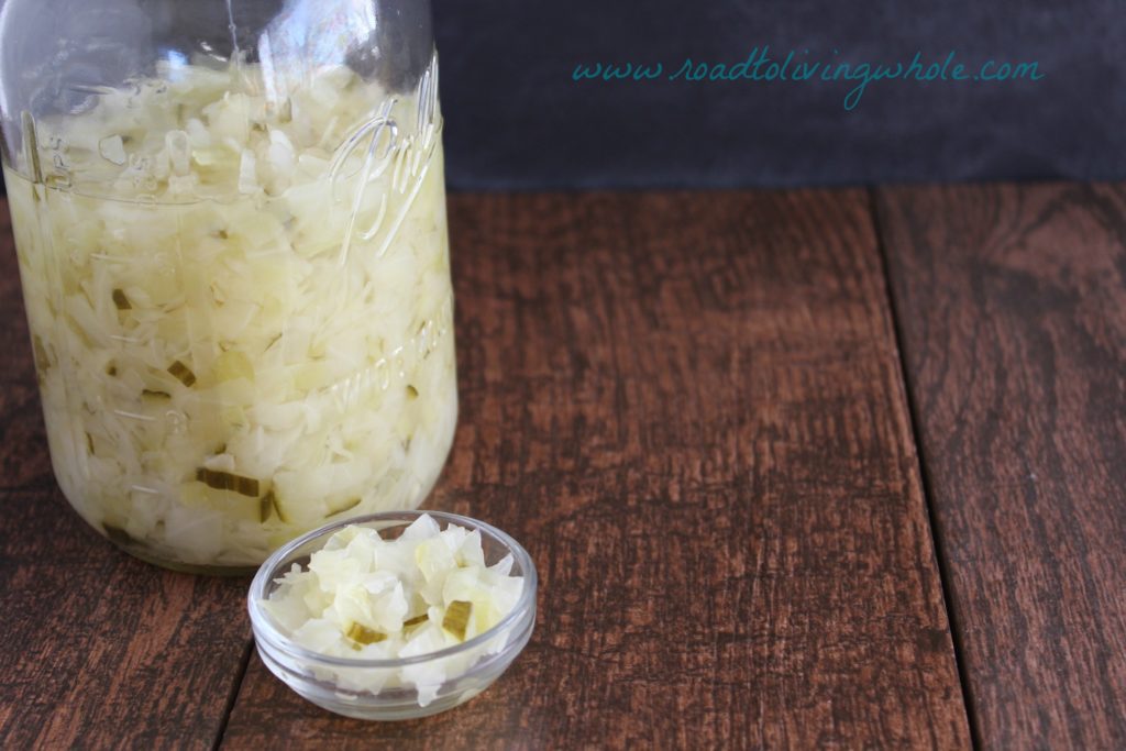 homemade sauerkraut with pickles and garlic