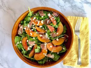 Arugula Salad with Nectarines, Prosciutto, and Goat Cheese