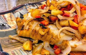 Citrus Herb Marinated Cod with a Grilled Pineapple Salsa